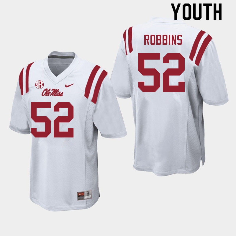 Taleeq Robbins Ole Miss Rebels NCAA Youth White #52 Stitched Limited College Football Jersey MAS7458VS